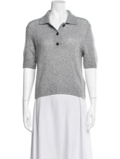 Pre-owned Lisa Yang Cashmere Short Sleeve Polo In Grey