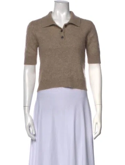 Pre-owned Lisa Yang Cashmere Short Sleeve Polo In Neutrals