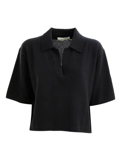Lisa Yang Cashmere Short-sleeve Polo Top In Black