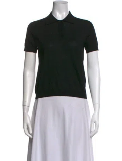 Pre-owned Lisa Yang Cashmere Short Sleeve Polo W/ Tags In Black