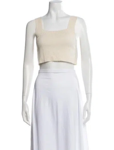 Pre-owned Lisa Yang Cashmere Square Neckline Crop Top In Brown