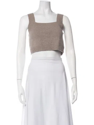 Pre-owned Lisa Yang Cashmere Square Neckline Crop Top In Brown
