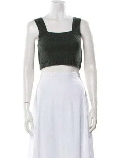 Pre-owned Lisa Yang Cashmere Square Neckline Crop Top In Green