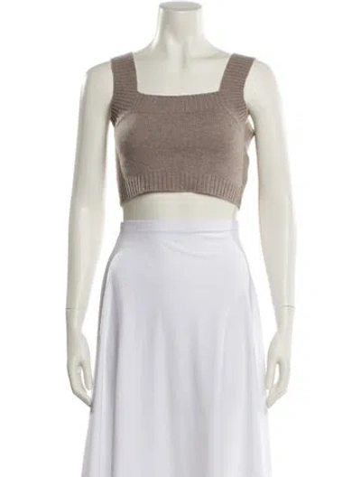 Pre-owned Lisa Yang Cashmere Square Neckline Crop Top In Neutral