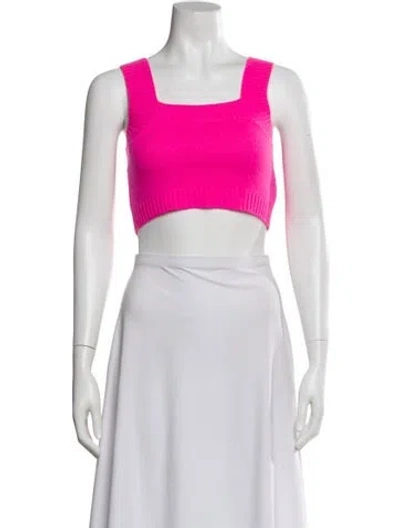 Pre-owned Lisa Yang Cashmere Square Neckline Crop Top In Pink