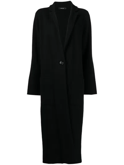 Lisa Yang Cashmere Straight-leg Coat With Peak Lapels And Patch Pockets In Nero