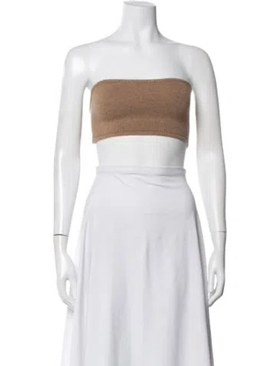Pre-owned Lisa Yang Cashmere Strapless Crop Top In Neutrals