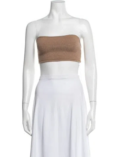 Pre-owned Lisa Yang Cashmere Strapless Crop Top In Neutrals