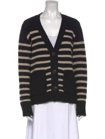 Pre-owned Lisa Yang Cashmere Striped Sweater In Black