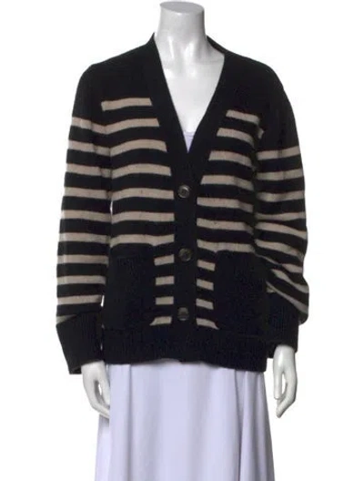Pre-owned Lisa Yang Cashmere Striped Sweater In Black
