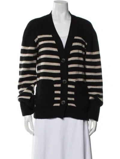 Pre-owned Lisa Yang Cashmere Striped Sweater In Black