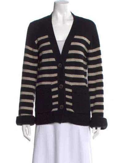 Pre-owned Lisa Yang Cashmere Striped Sweater In Black