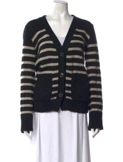 Pre-owned Lisa Yang Cashmere Striped Sweater In Black