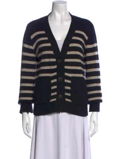Pre-owned Lisa Yang Cashmere Striped Sweater In Black