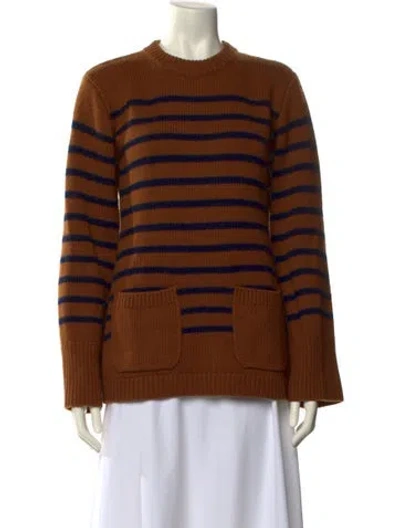 Pre-owned Lisa Yang Cashmere Striped Sweater In Brown