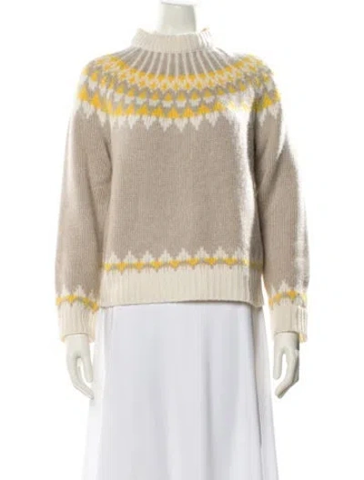 Pre-owned Lisa Yang Cashmere Striped Sweater In Neutral