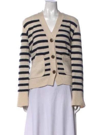 Pre-owned Lisa Yang Cashmere Striped Sweater In Neutral