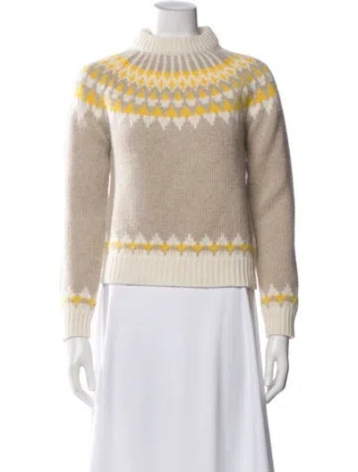 Pre-owned Lisa Yang Cashmere Striped Sweater In Neutral