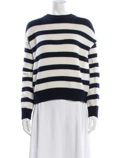 Pre-owned Lisa Yang Cashmere Striped Sweater In White