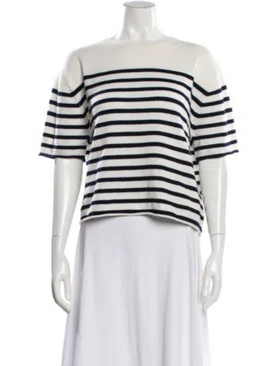 Pre-owned Lisa Yang Cashmere Striped Top In White