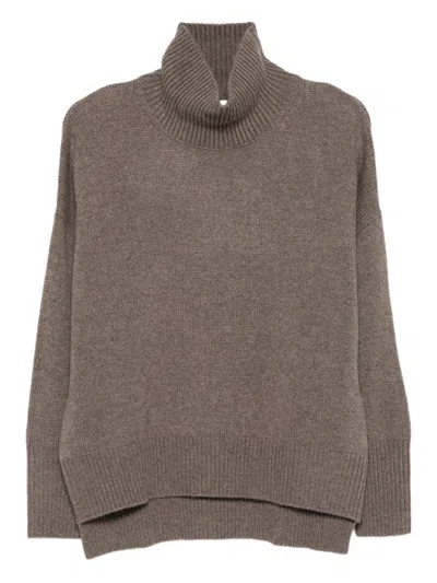 LISA YANG LISA YANG CASHMERE SWEATER IN HAZELNUT COLOR WITH HIGH COLLA