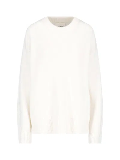 Lisa Yang Relaxed Fit Crew Neck Ribbed Knit Sweater In Metallic