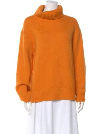 Pre-owned Lisa Yang Cashmere Turtleneck Sweater In Orange