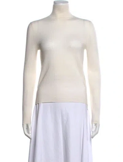 Pre-owned Lisa Yang Cashmere Turtleneck Top In Neutrals