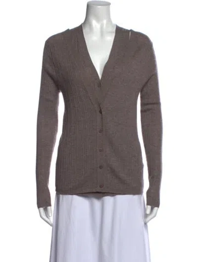 Pre-owned Lisa Yang Cashmere V-neck Button-up Top W/ Tags In Grey