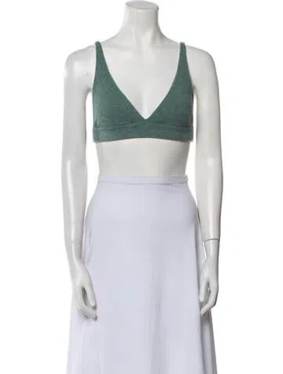 Pre-owned Lisa Yang Cashmere V-neck Crop Top In Neutral