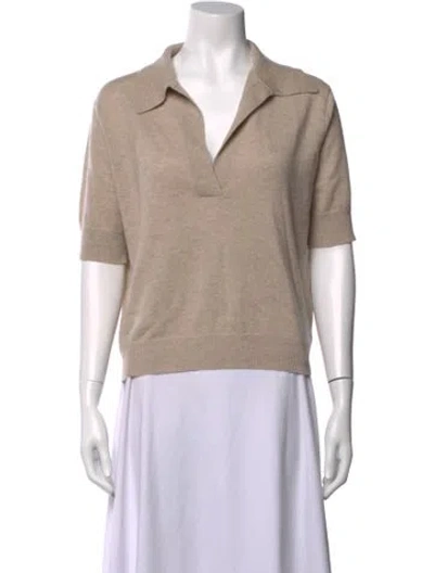 Pre-owned Lisa Yang Cashmere V-neck Polo In Neutrals