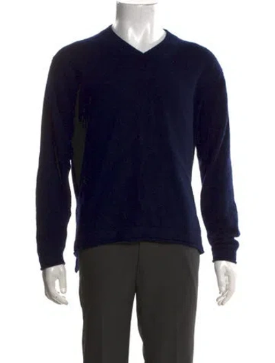 Pre-owned Lisa Yang Cashmere V-neck Pullover In Blue