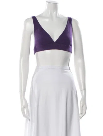 Pre-owned Lisa Yang Cashmere V-neck Sports Bra In Purple