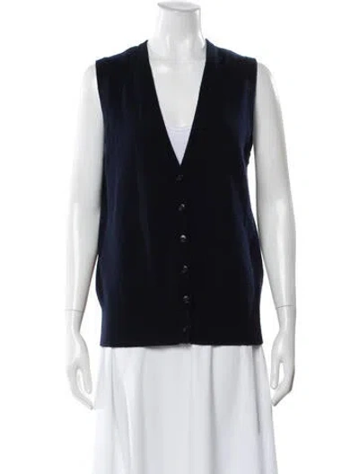 Pre-owned Lisa Yang Cashmere V-neck Sweater In Blue