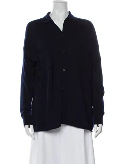 Pre-owned Lisa Yang Cashmere V-neck Sweater In Blue