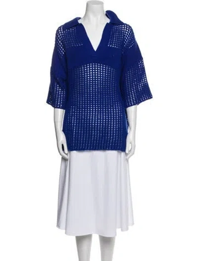 Pre-owned Lisa Yang Cashmere V-neck Sweater In Blue