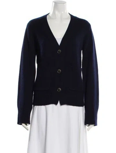 Pre-owned Lisa Yang Cashmere V-neck Sweater In Blue