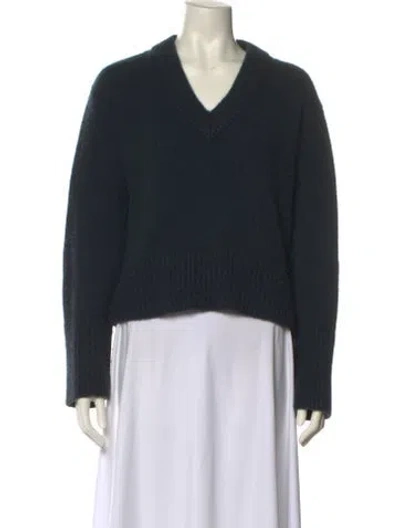 Pre-owned Lisa Yang Cashmere V-neck Sweater In Blue