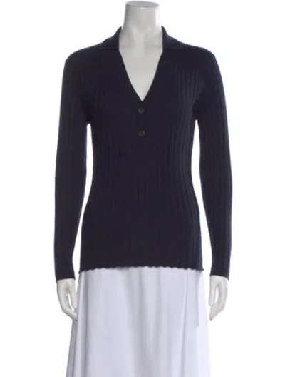 Pre-owned Lisa Yang Cashmere V-neck Sweater In Blue