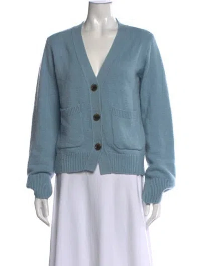 Pre-owned Lisa Yang Cashmere V-neck Sweater In Blue