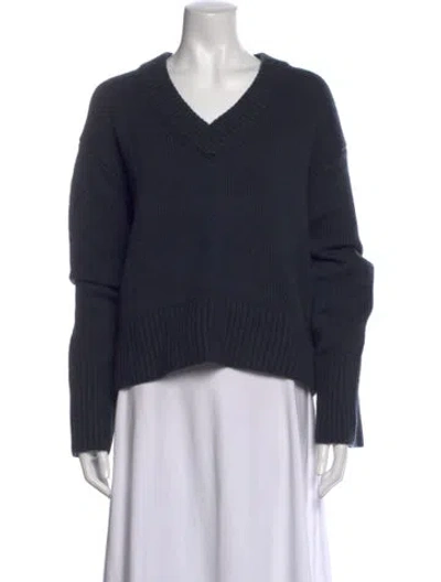 Pre-owned Lisa Yang Cashmere V-neck Sweater In Blue