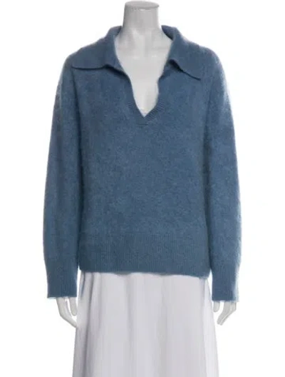 Pre-owned Lisa Yang Cashmere V-neck Sweater In Blue