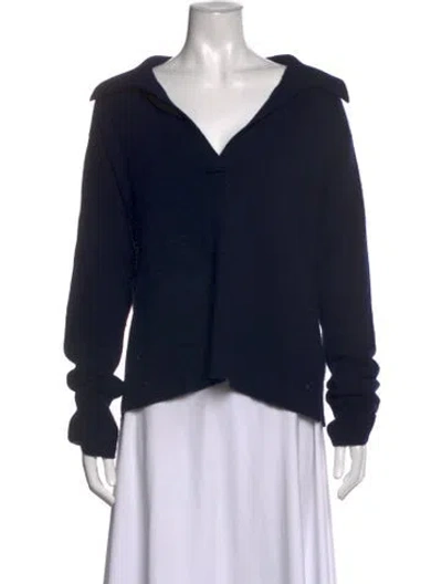 Pre-owned Lisa Yang Cashmere V-neck Sweater In Blue