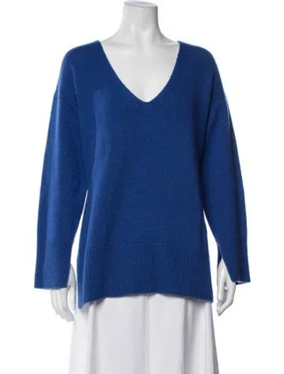 Pre-owned Lisa Yang Cashmere V-neck Sweater In Blue