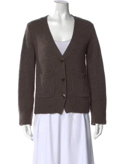 Pre-owned Lisa Yang Cashmere V-neck Sweater In Brown