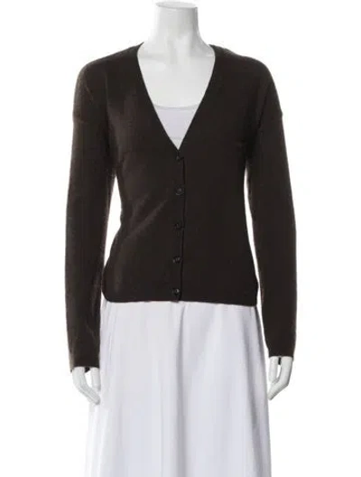 Pre-owned Lisa Yang Cashmere V-neck Sweater In Brown