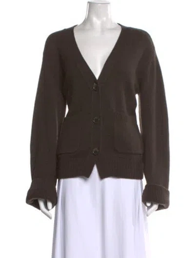 Pre-owned Lisa Yang Cashmere V-neck Sweater In Brown