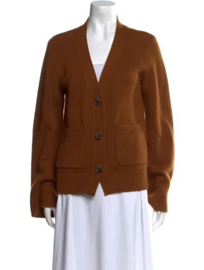 Pre-owned Lisa Yang Cashmere V-neck Sweater In Brown