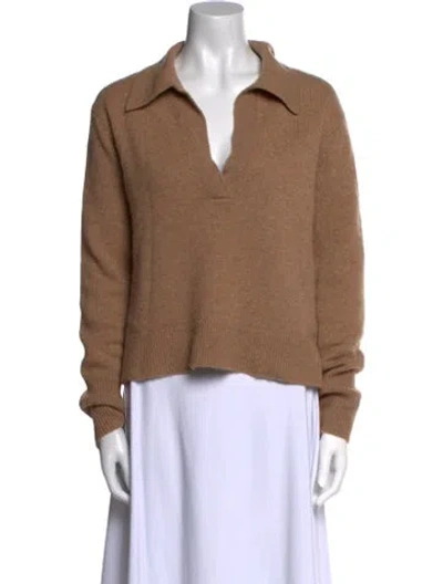 Pre-owned Lisa Yang Cashmere V-neck Sweater In Brown