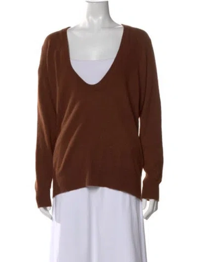Pre-owned Lisa Yang Cashmere V-neck Sweater In Brown